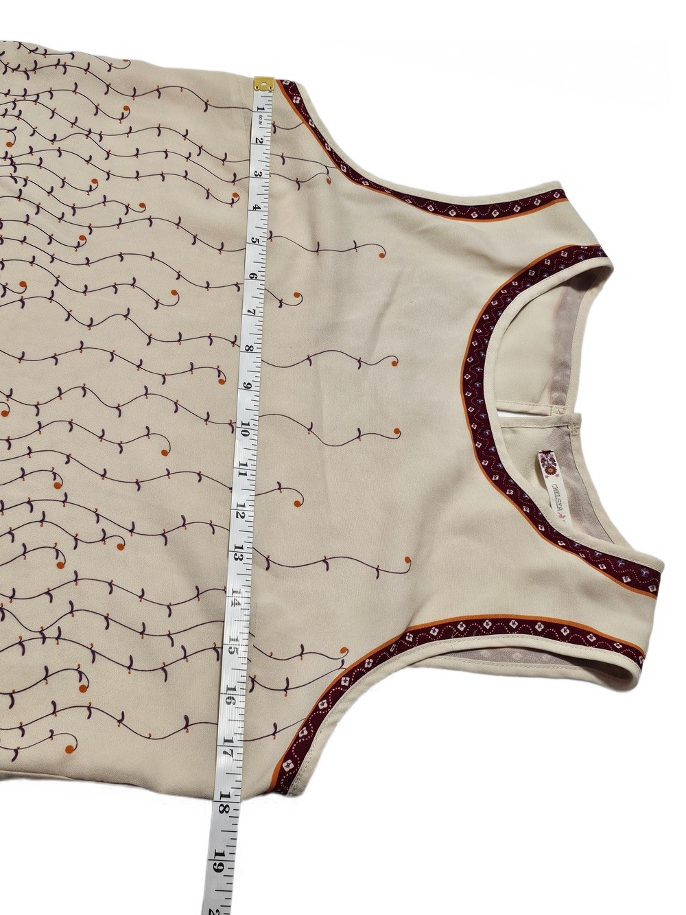 Chelsea & Violet Cream Sleeveless Blouse Tank with Maroon and Orange Accents - Picture 9 of 13